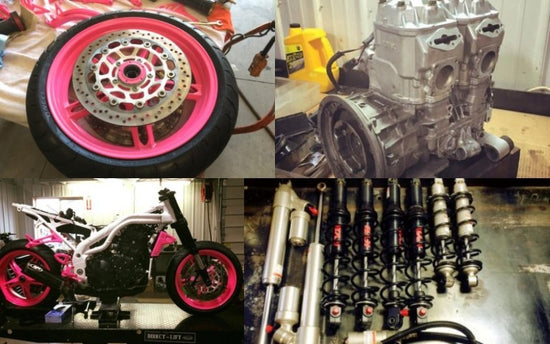 custom powder coating, engine rebuilds, shock and fork rebuilding, tire and wheel customization